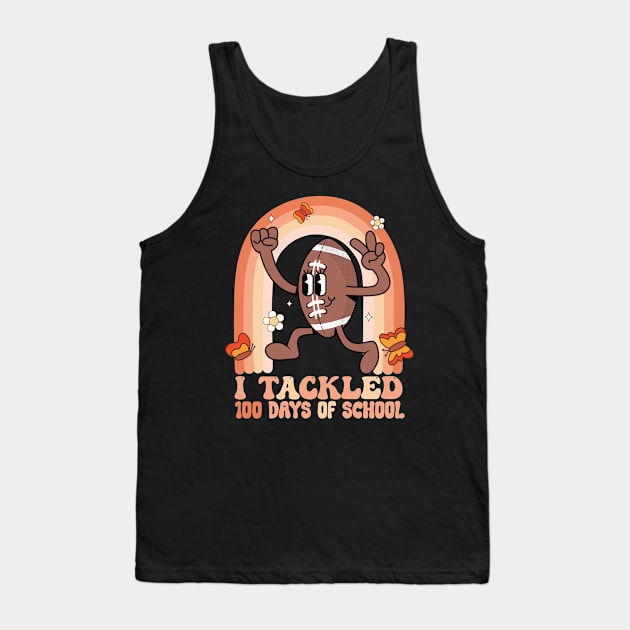 I Tackled 100 Days School 100th Day Football Student Teacher Tank Top by Vixel Art